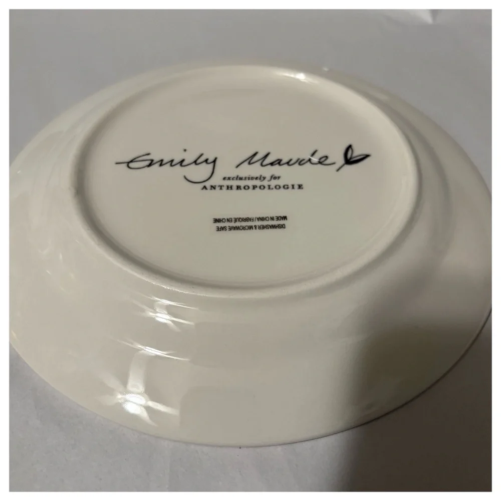 NIB Anthropologie Emily Maude 12 Days of Christmas 4 Calling Birds Dessert Plate